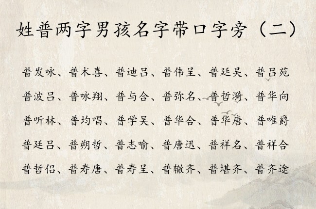 姓普两字男孩名字带口字旁 带口字旁的男孩名字怎么取