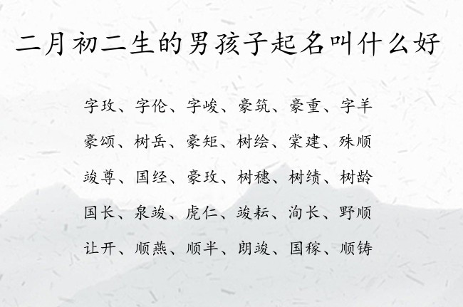 二月初二生的男孩子起名叫什么好 表示阳光响亮的男孩名字属兔