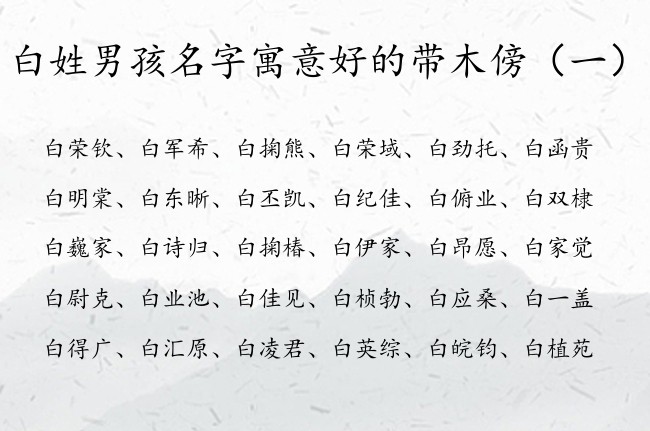 白姓男孩名字寓意好的带木傍 白姓木命男孩名字有哪些