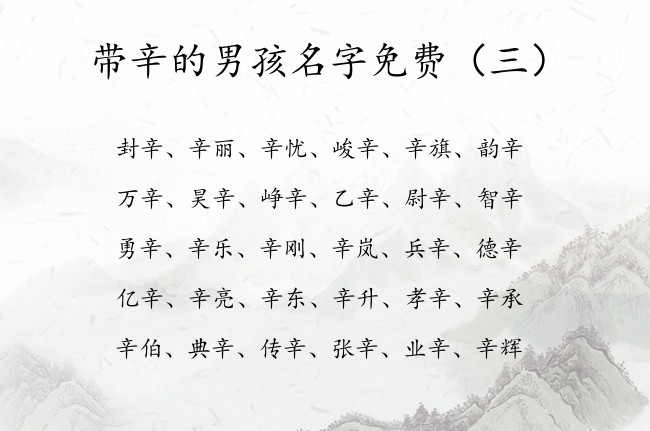 带辛的男孩名字免费 辛字辈超帅好听的男孩名字