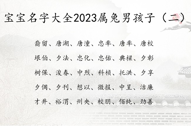 宝宝名字大全2023属兔男孩子 兔年快乐的男孩名字