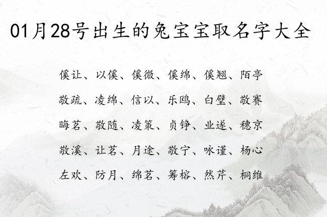 01月28号出生的兔宝宝取名字大全 宝宝起名八字起名五行起名免费