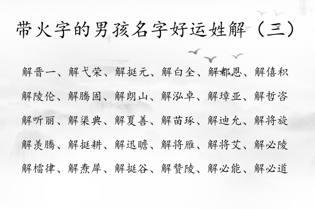 带火字的男孩名字好运姓解 解姓男孩名字2023火命