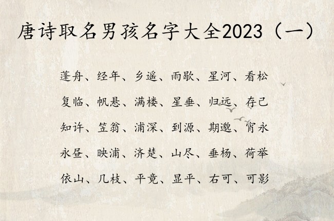 唐诗取名男孩名字大全2023 出自唐诗的男孩名字