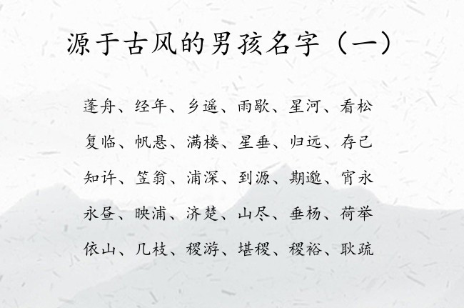 源于古风的男孩名字 古风里男孩名字