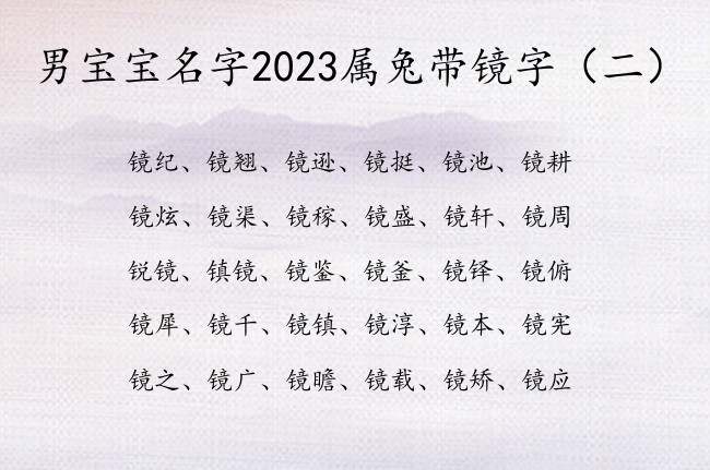 男宝宝名字2023属兔带镜字 男孩名字中带镜字含义