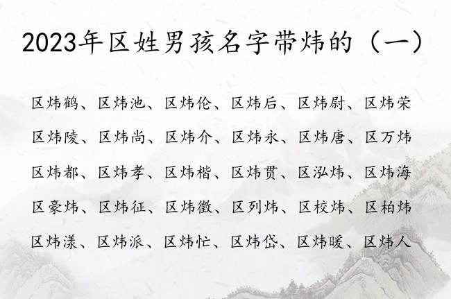 2023年区姓男孩名字带炜的 男宝宝名字区炜什么