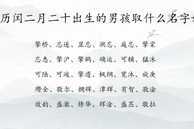 农历闰二月二十出生的男孩取什么名字好 兔宝宝男孩名字最洋气的汉字