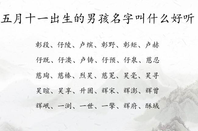 五月十一出生的男孩名字叫什么好听 兔宝宝男孩名字最牛气的汉字免费