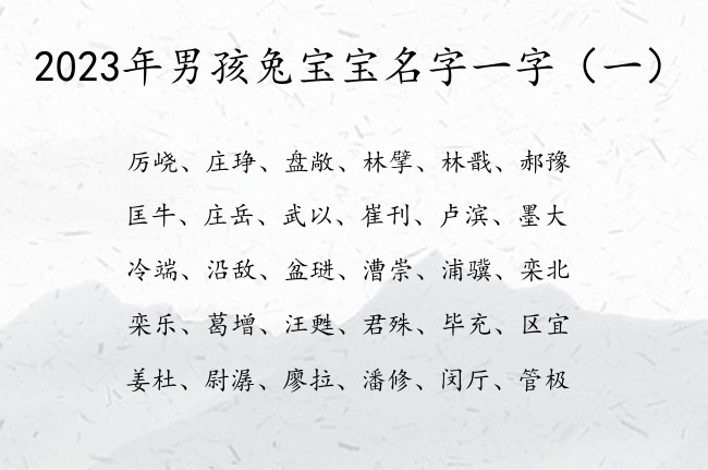 2023年男孩兔宝宝名字一字 最拽男孩名字大全一字