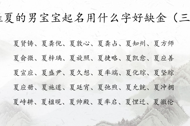 姓夏的男宝宝起名用什么字好缺金 姓夏金男孩名字大全