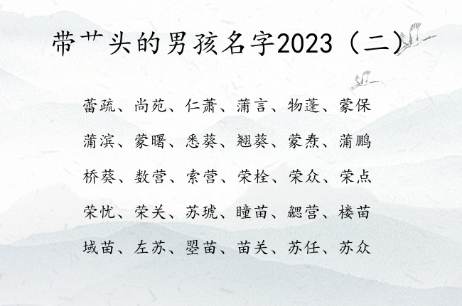 带艹头的男孩名字2023 宝宝起名艹头男孩名字