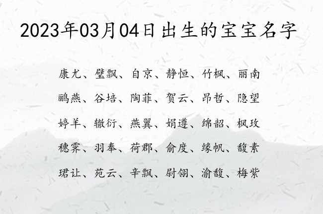 2023年03月04日出生的宝宝名字 寓意带有文化气息的宝宝名字