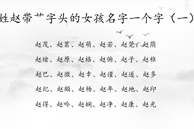 姓赵带艹字头的女孩名字一个字 带艹字头的女孩名字库