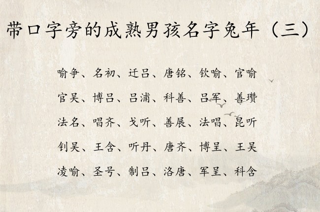 带口字旁的成熟男孩名字兔年 中间带口字旁的男孩名字