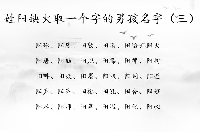 姓阳缺火取一个字的男孩名字 姓阳带火的男孩名字调皮