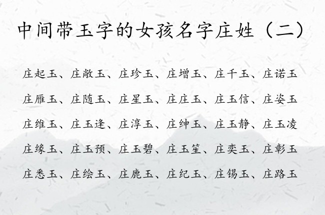 中间带玉字的女孩名字庄姓 姓庄带玉的满分女孩名字