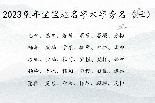 2023兔年宝宝起名字木字旁名 木字旁兔宝宝起名字