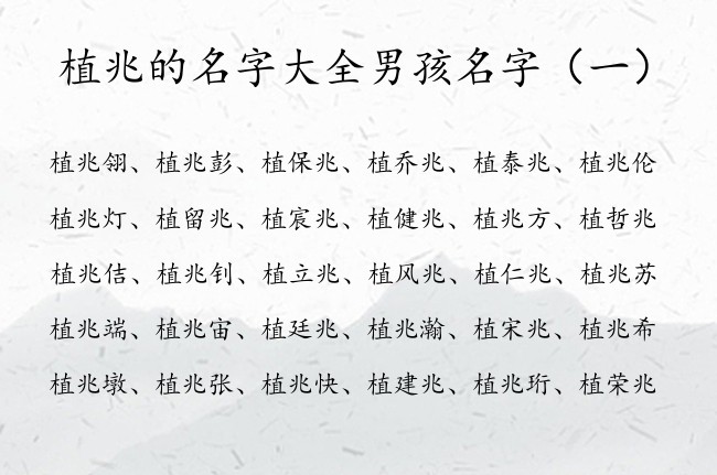 植兆的名字大全男孩名字 中间带兆的男孩名字寓意