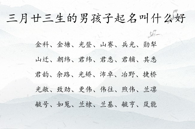 三月廿三生的男孩子起名叫什么好 兔宝宝男孩名字带财富的汉字免费