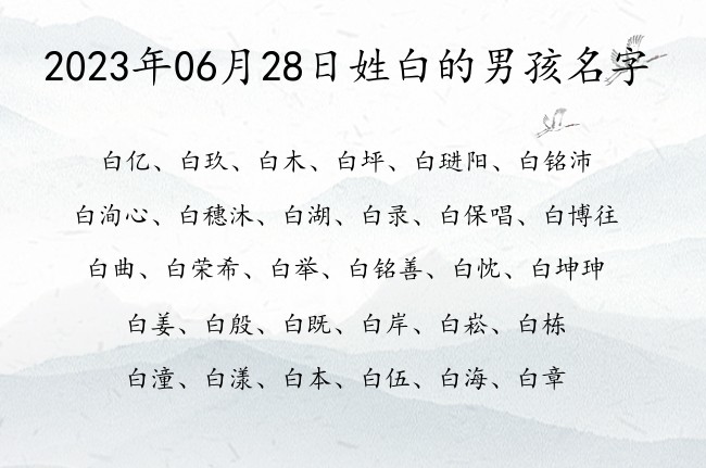 2023年06月28日姓白的男孩名字 姓白的男孩名字有仙气一个字的