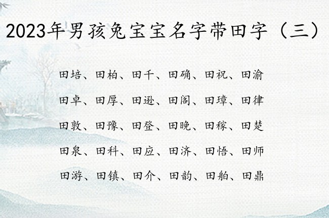 2023年男孩兔宝宝名字带田字 田字结尾的男孩名字