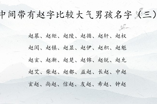 中间带有赵字比较大气男孩名字 带赵字男孩名字大全集