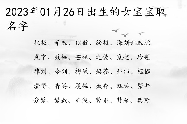 2023年01月26日出生的女宝宝取名字 最有韵意的女孩名字参考