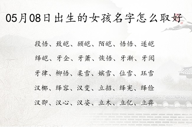 05月08日出生的女孩名字怎么取好 女孩名字最吉祥的名字双字