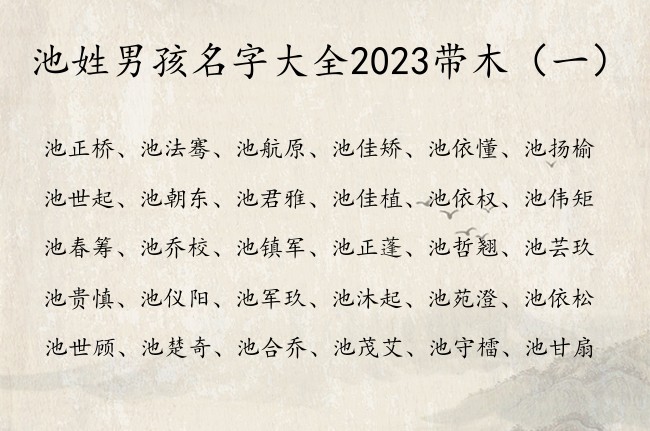 池姓男孩名字大全2023带木 池姓宝宝起名字及缺木