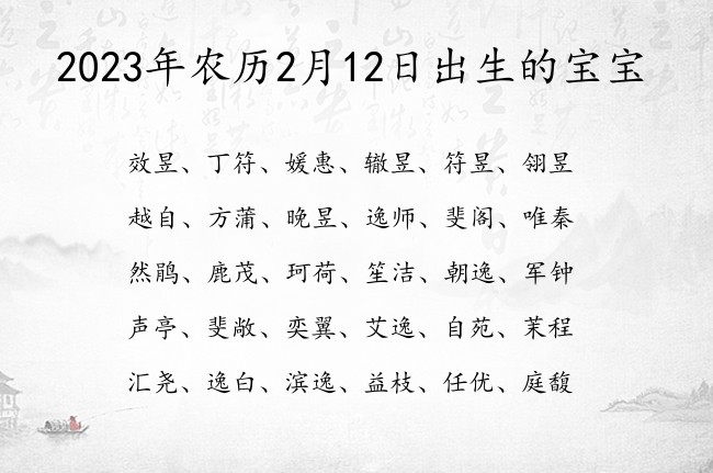 2023年农历2月12日出生的宝宝 寓意冷门独特小众的宝宝名字