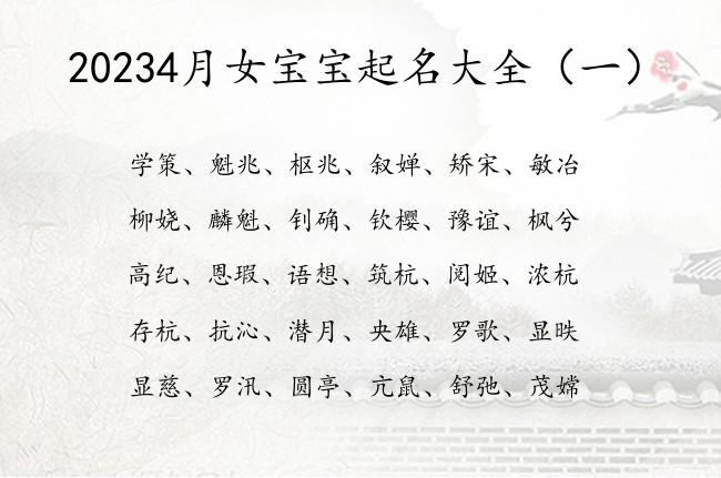 20234月女宝宝起名大全 寓意好勇敢的女孩名字