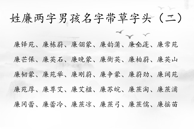 姓廉两字男孩名字带草字头 姓廉两字的男孩名字草字头