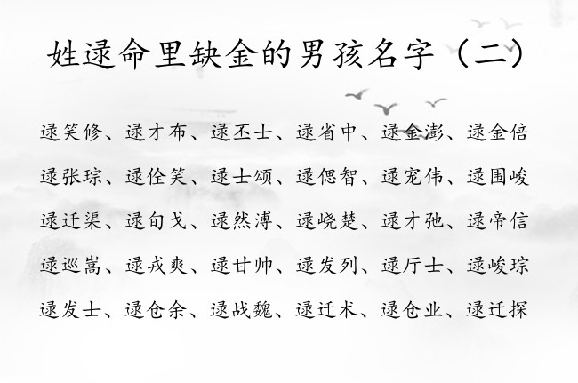姓逯命里缺金的男孩名字 姓逯最诗意男孩名字五行缺金