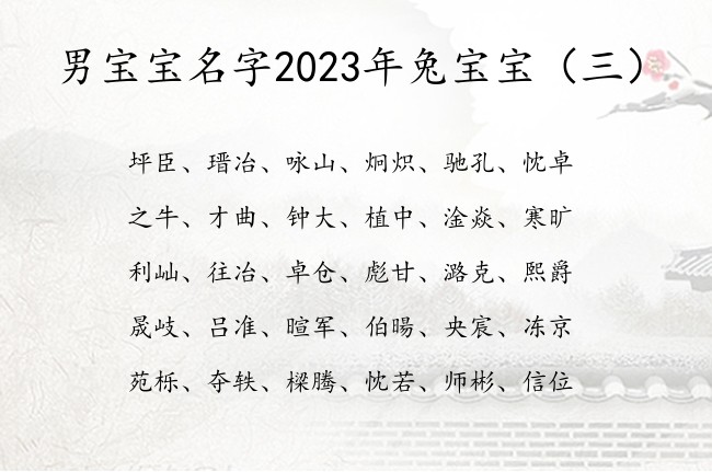 男宝宝名字2023年兔宝宝 有什么超好听的男孩名字