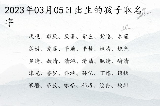 2023年03月05日出生的孩子取名字 寓意罕见好听古风的宝宝名字