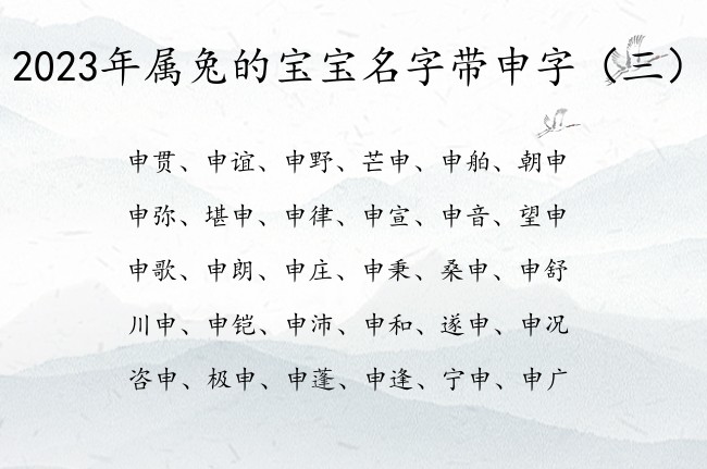 2023年属兔的宝宝名字带申字 带申的兔宝宝名字