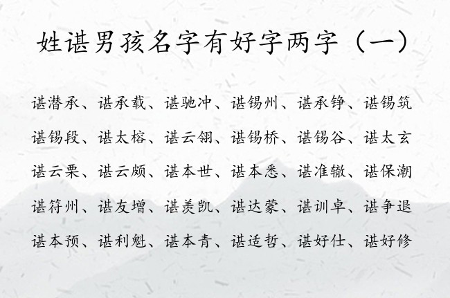 姓谌男孩名字有好字两字 谌好什么的两字男孩名字