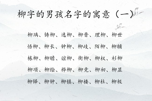 柳字的男孩名字的寓意 2023年男宝宝起名带柳字