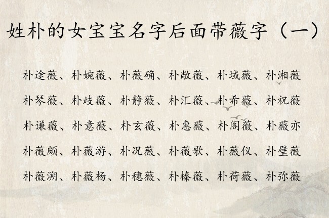 姓朴的女宝宝名字后面带薇字 朴薇起名字大全女孩名字