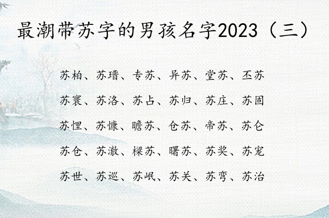 最潮带苏字的男孩名字2023 苏字用于男孩名字含义