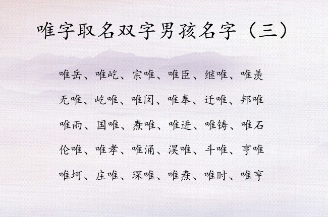 唯字取名双字男孩名字 唯字姓名大全男孩名字双字