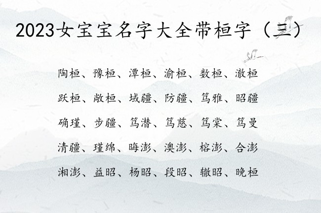 2023女宝宝名字大全带桓字 桓名字女孩名字刚毅