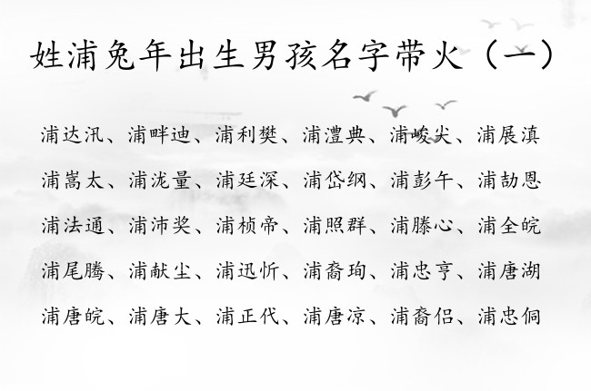 姓浦兔年出生男孩名字带火 姓浦的男孩名字大全五行火