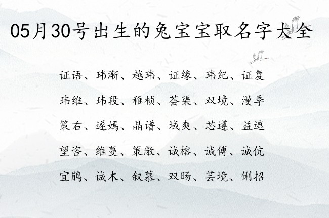 05月30号出生的兔宝宝取名字大全 宝宝名字大全好听高雅的有寓意