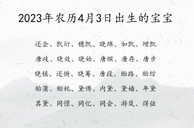 2023年农历4月3日出生的宝宝 宝宝名字大全好听罕见的有寓意