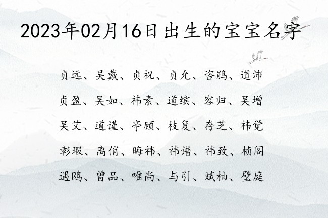 2023年02月16日出生的宝宝名字 寓意高冷霸气十足的宝宝名字