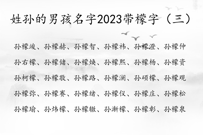 姓孙的男孩名字2023带檬字 檬字取男孩名字大全