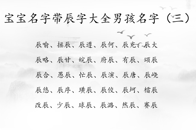 宝宝名字带辰字大全男孩名字 带辰字的机灵的男孩名字