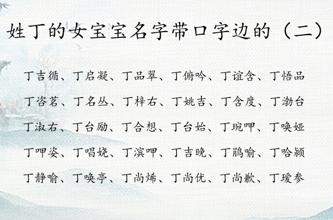 姓丁的女宝宝名字带口字边的 姓丁的口字边女孩名字